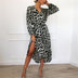 Kvinders Slå-Om-Kjole med Leopardprint Elegant Design 1