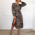 Kvinders Slå-Om-Kjole med Leopardprint Elegant Design 2