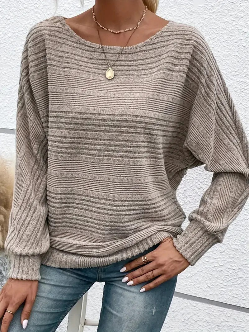 Kvinders Struktureret Sweater med Flagermusærmer 3