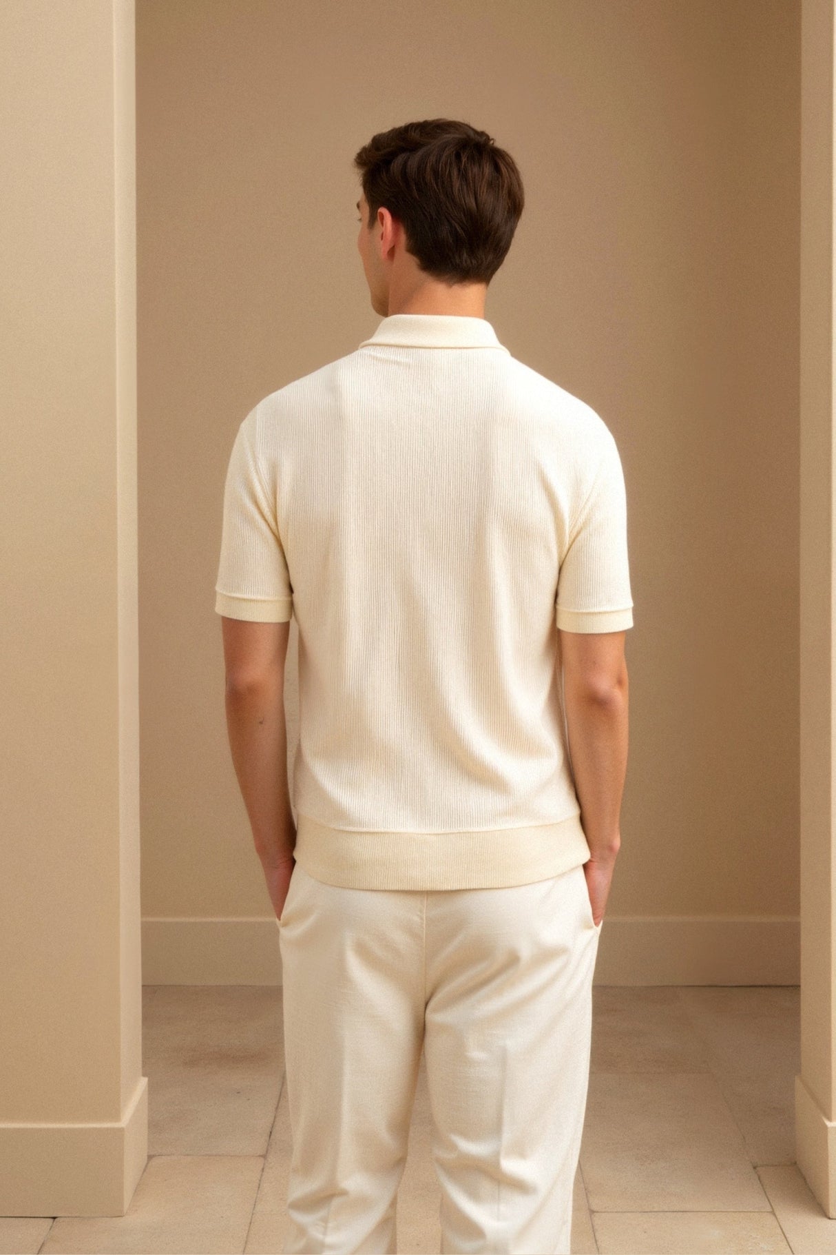 Mænds Kortærmet Poloshirt med V-hals