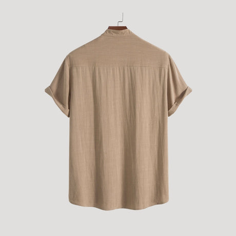 Mænds Linned Kortærmet Skjorte og Bukser Sæt