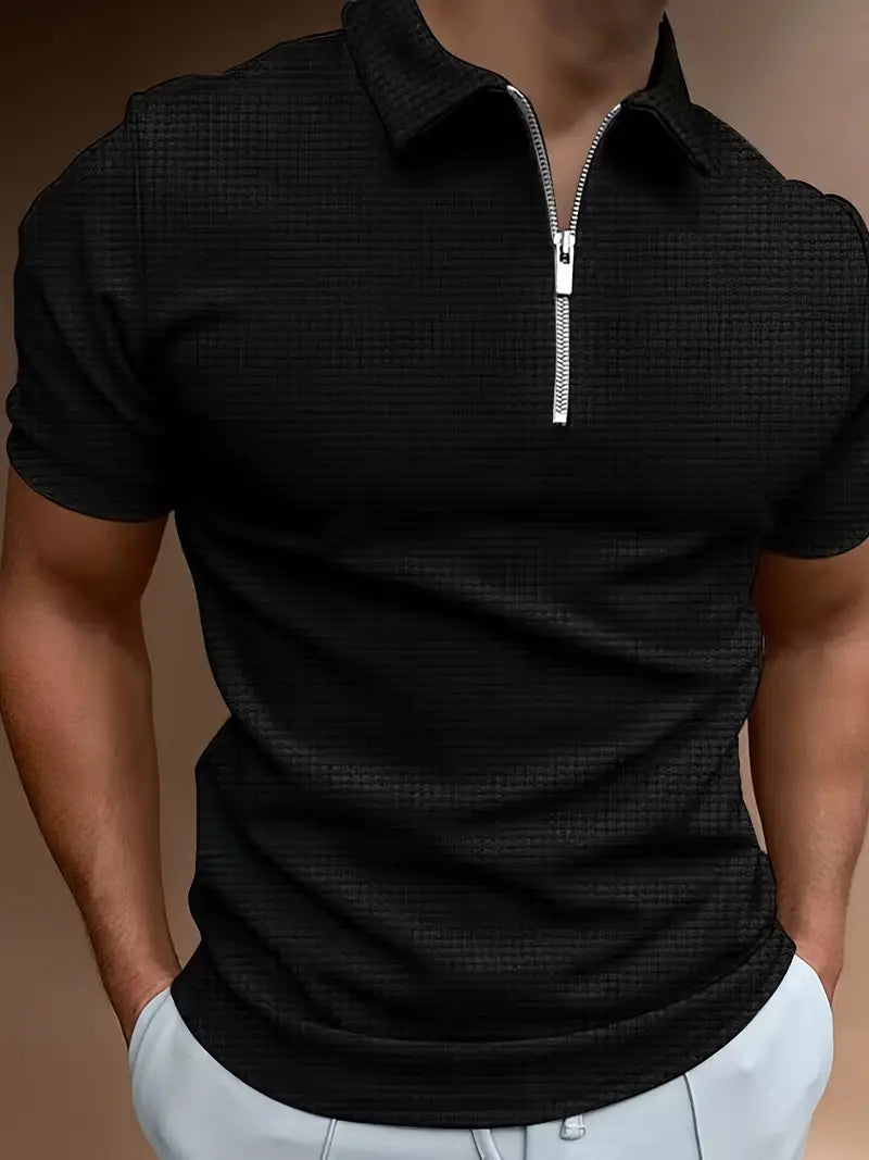 Polo Shirt Til Mænd Med Lynlås - Sporty Elegance