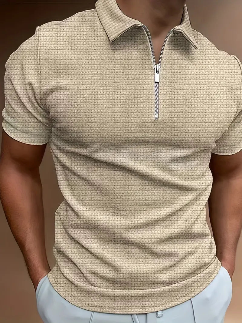 Polo Shirt Til Mænd Med Lynlås - Sporty Elegance