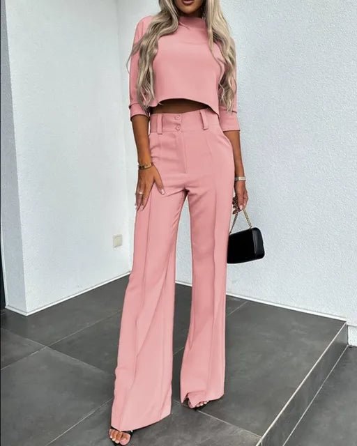 Sæt Dame - Tøjsæt til Kvinder med Cropped Top og Vide Bukser 2