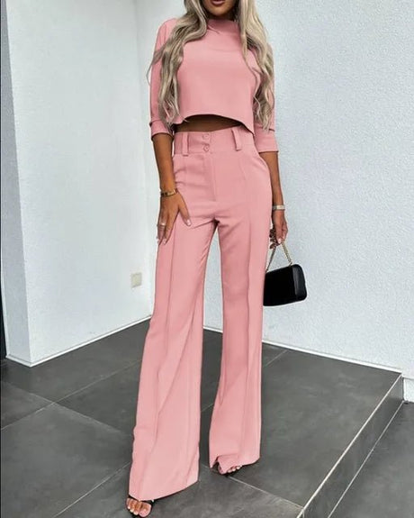 Sæt Dame - Tøjsæt til Kvinder med Cropped Top og Vide Bukser 2
