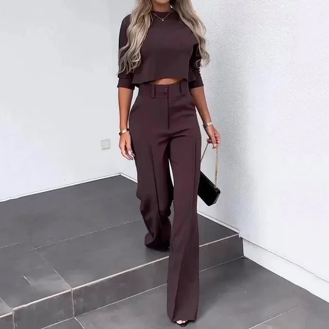 Sæt Dame - Tøjsæt til Kvinder med Cropped Top og Vide Bukser 5