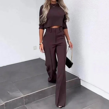 Sæt Dame - Tøjsæt til Kvinder med Cropped Top og Vide Bukser 5
