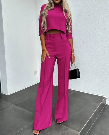 Sæt Dame - Tøjsæt til Kvinder med Cropped Top og Vide Bukser 6