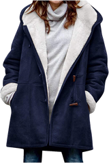 Women's winter jacket – Warm sherpa jacket with hood and toggle closure