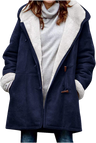 Women's winter jacket – Warm sherpa jacket with hood and toggle closure