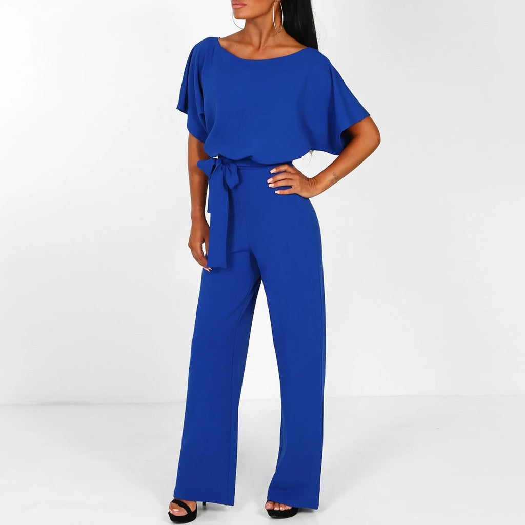 Stilfuld Jumpsuit med Vide Ben og Snøreliv