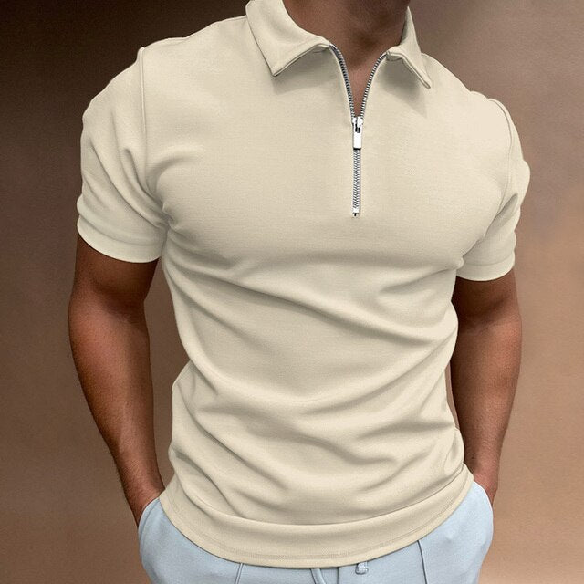 Casual Herre Poloshirt med Lynlås og Stilfuldt Design