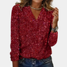 Glitter Top Kvinder med Pailletter og V-Hals