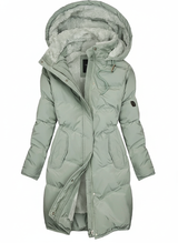 Lang Vatteret Dame Vinterjakke med Hætte – Varm & Stilfuld