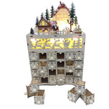 Holz Adventskalender mit Licht – Wiederverwendbarer Weihnachtskalender mit 24 Fächern