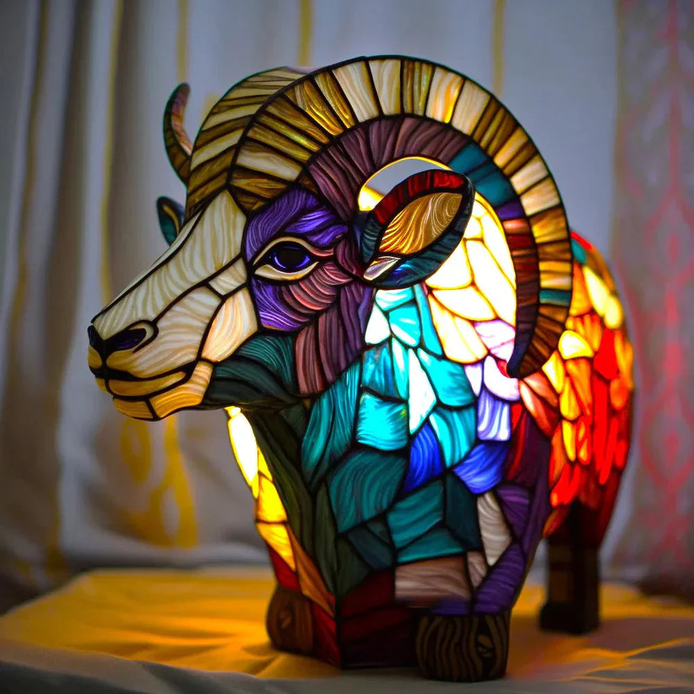 Kunstnerisk Bordlampe med Dyremotiver