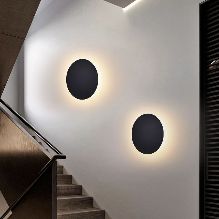 Moderne Rund LED Væglampe med Metal Finish
