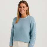 Dame Strikket Sweater – Blød, Varm & Stilfuldt Design med Detalje