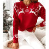 Women's Christmas Sweater – Elegant Winter Sweater with Reindeer & Snowflakes