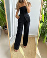Elegant Off-Shoulder Top og Bukse Sæt