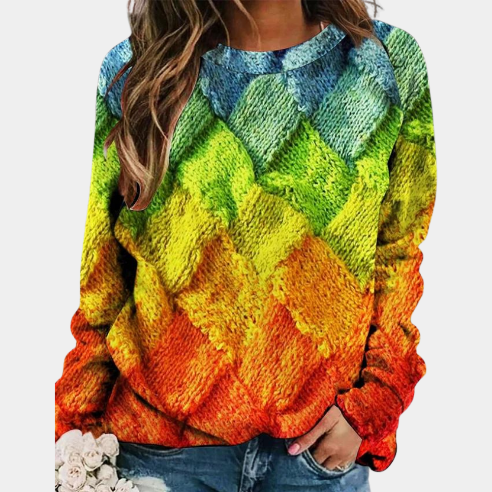 Farverig damebluse med print - Stilfuld og komfortabel