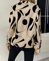 Elegant Bluse med Stående Krave og Print