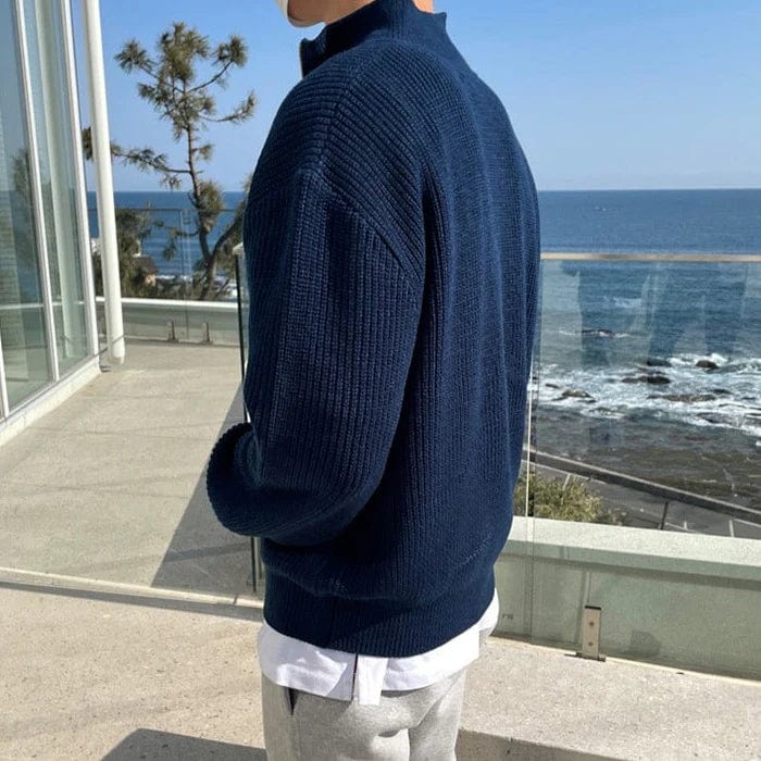 Klassisk Pullover med Plissé-Textur til Mænd