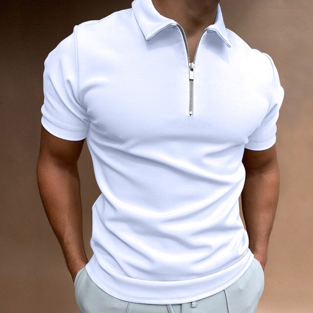 Casual Herre Poloshirt med Lynlås og Stilfuldt Design