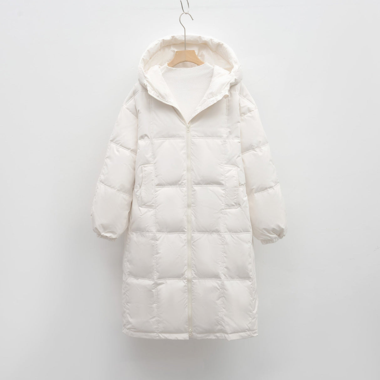 Dame Lang Vatteret Jakke – Varm Vinterjakke med Hætte