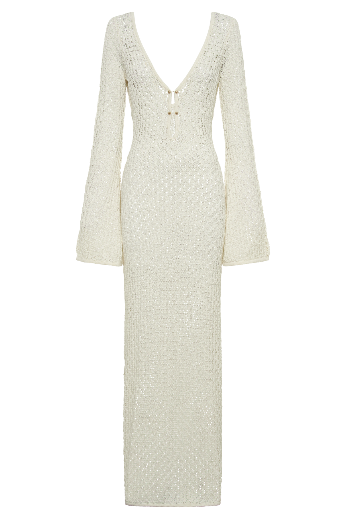 Elegant Hvid Sommerkjole med Vide Ærmer
