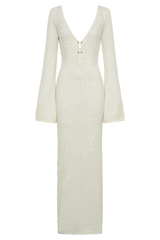 Elegant Hvid Sommerkjole med Vide Ærmer