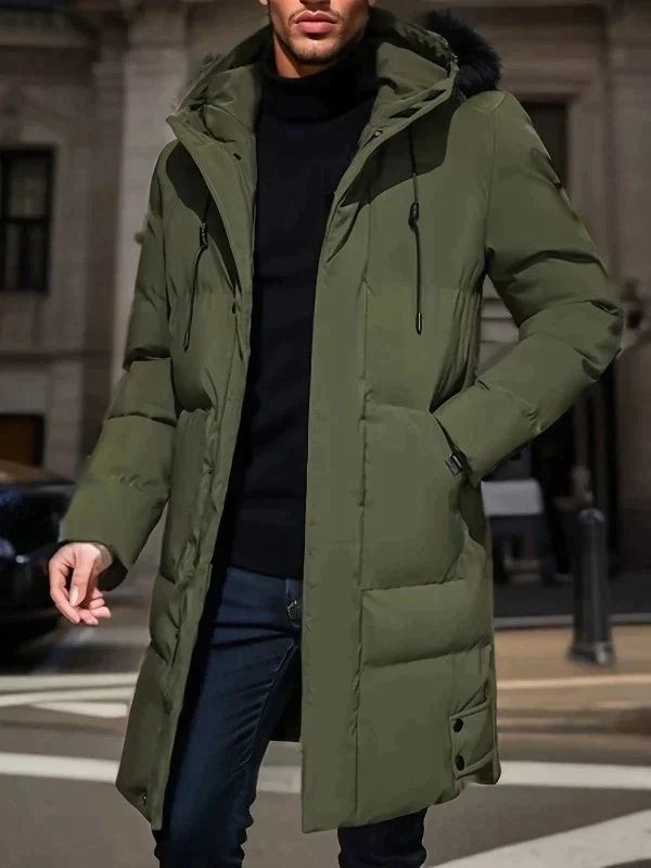 Elegant Lang Herrejakke - Varm og Stilfuld Vinterjakke
