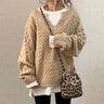 Oversized Strikket Sweater med Rund Hals