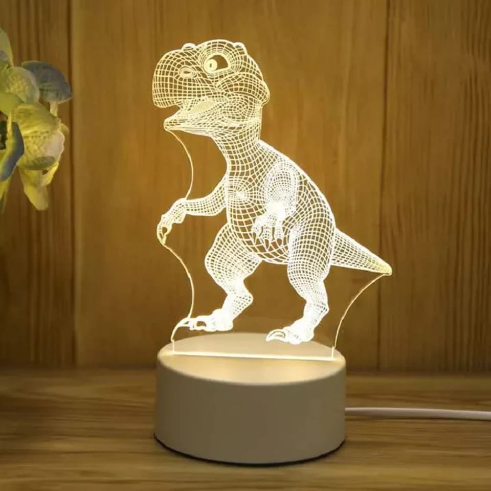 3D Dino LED Lampe – Natlampe til Børn med Farvet Lys