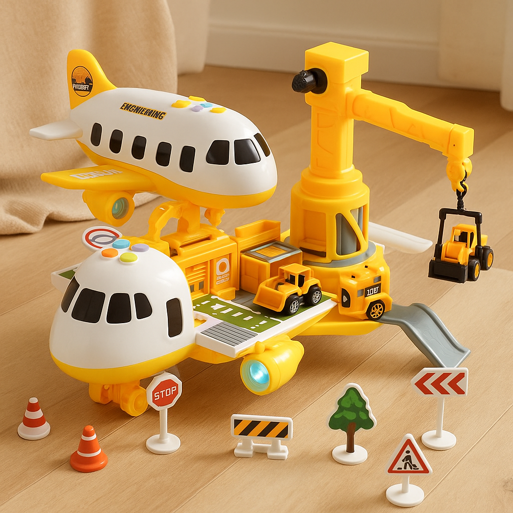 Flylegesæt med Køretøjer & Krane – Uddannelses- & Sjovt Legetøj