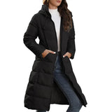 Damen Lange Winterjacke – Warme Gepolsterte Jacke mit Kapuze