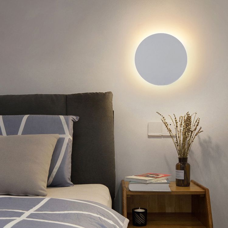 Moderne Rund LED Væglampe med Metal Finish
