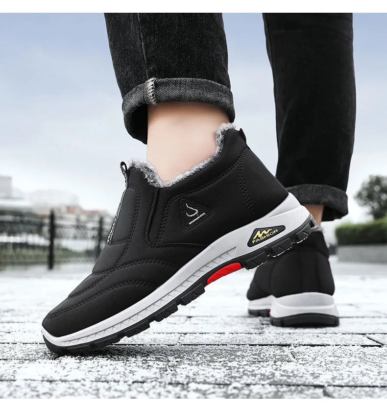Unisex vinter slip-ons – varme skridsikre sneakers med pelsfor