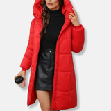 Damen Lange Wattierte Jacke – Warme Winterjacke mit Kapuze