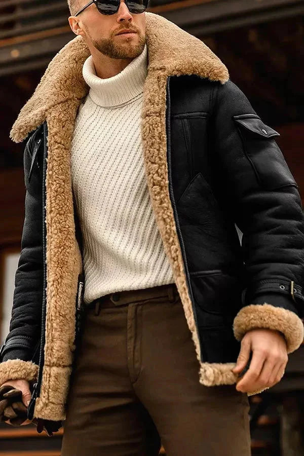 Men's Winter Jacket – Stylish Warm Jacket with Fur Collar Look