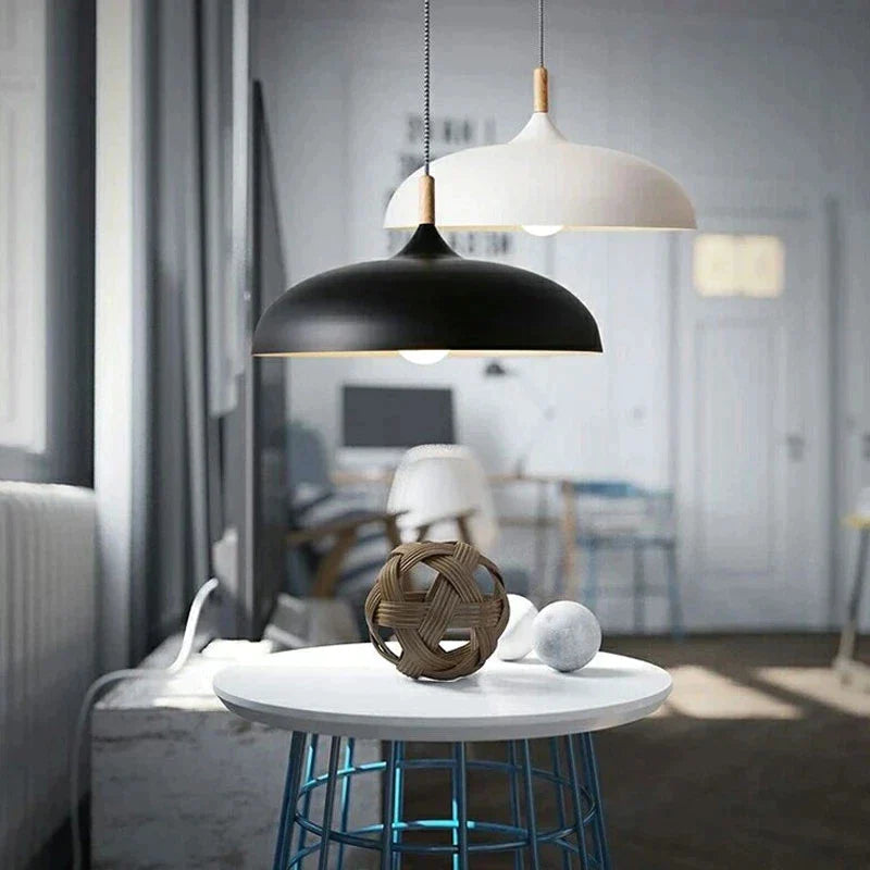 Moderne Skandinavisk Egetræ LED Loftlampe
