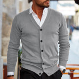 Herre Cardigan med V-Hals og Knapper - Stilfuld og Komfortabel