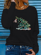 Dame Juletrøje med Hund og Træ – Vinter Sweater