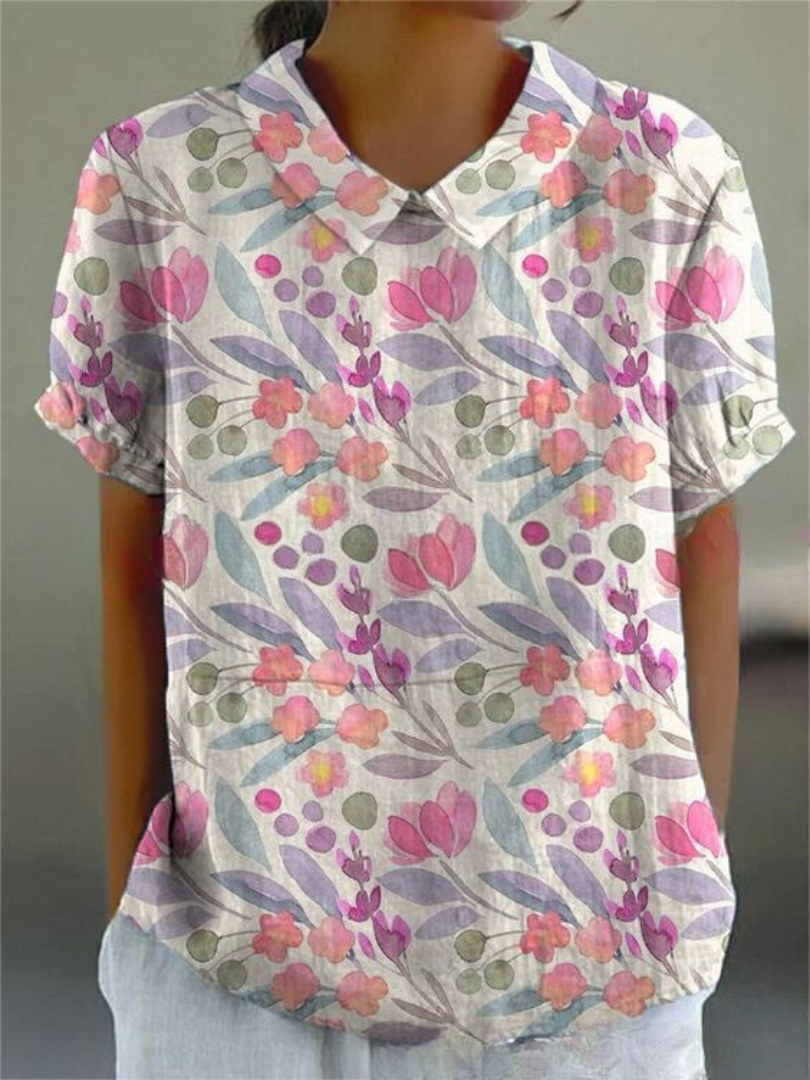 Vintage Blomsterbluse Dame | Komfortabel Pasform