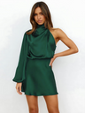 Asymmetrisk One Shoulder Aftenkjole med Pufærme
