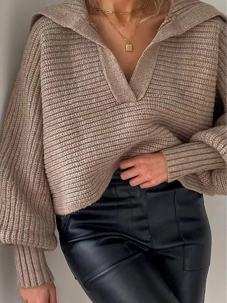 Strikket Loose Fit Sweater til Enhver Anledning
