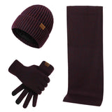 Knitted winter set with hat, scarf, and gloves