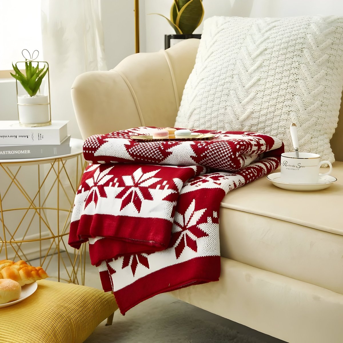 Varm juleplaid – blødt vintertæppe med festligt motiv