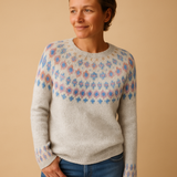 Uldtrøje til Damer med Trendy Print og Klassisk Pasform