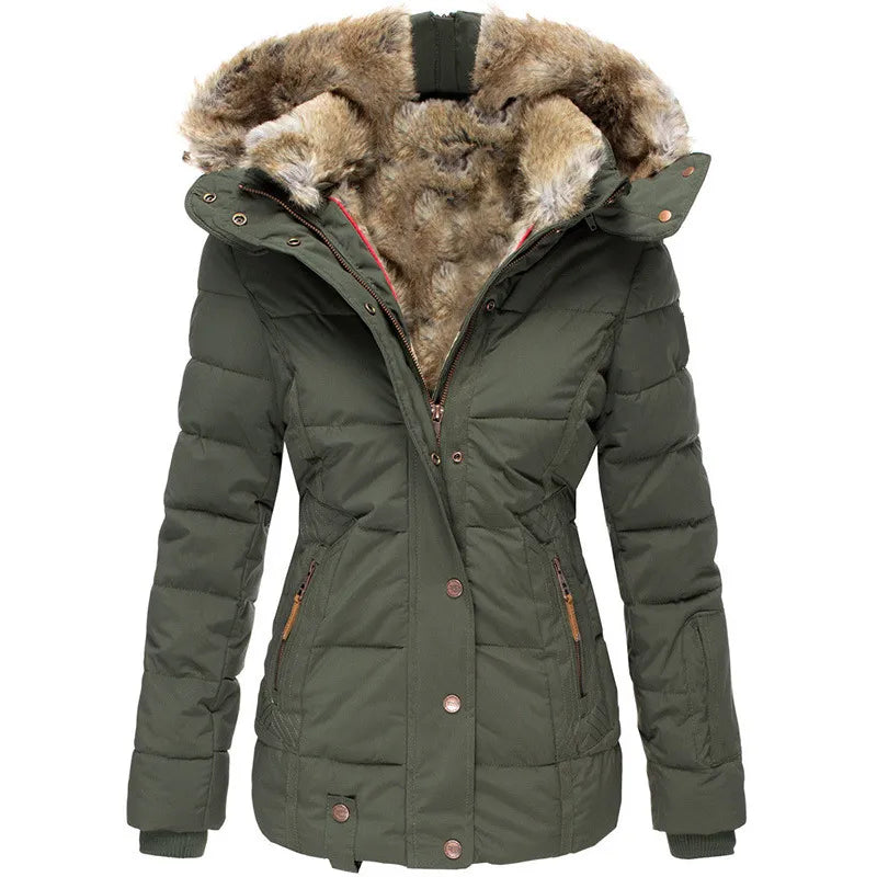 Ladies' winter jacket – Fitted parka with detachable hood